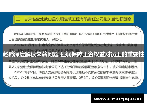 赵鹏深度解读欠薪问题 强调保障工资权益对员工的重要性